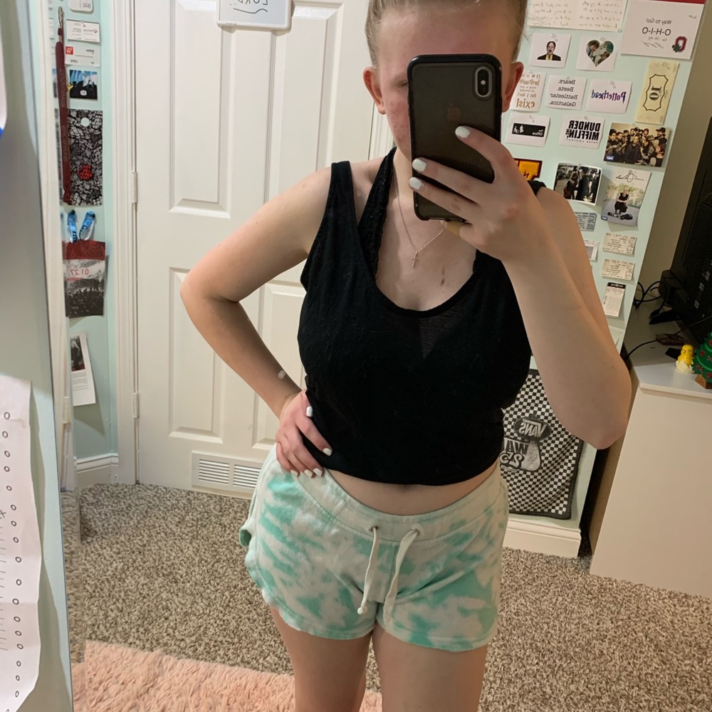 Light Blue Green & White Shorts